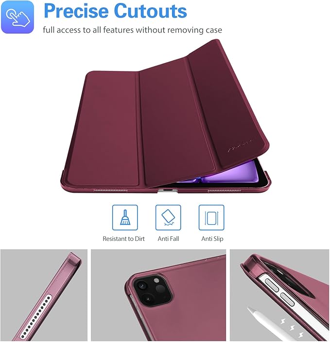 ProCase Smart Case for iPad Pro 12.9 2022/2021/2020/2018, Slim Stand Hard Back Shell Smart Cover for iPad Pro 12.9" 6th Gen/5th Gen/4th Gen/3rd Gen -Wine