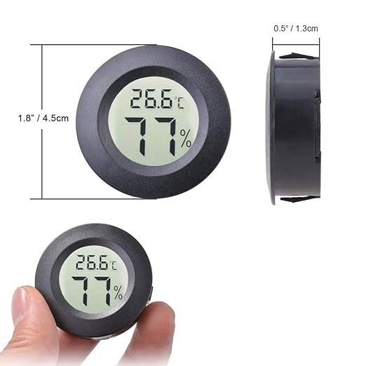4pcs Mini Hygrometer Thermometer Indoor Outdoor Round Humidity Meter Temperature Gauge Humidity Sensor Fahrenheit Switchable Celsius Monitor for Humidor Reptile Jars 3D Printer