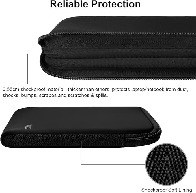 Arvok 17-17.3 Inch Laptop Sleeve Multi-Color & Size Choices Case/Water-Resistant Neoprene Notebook Computer Pocket Tablet Briefcase Carrying Bag/Pouch Skin Cover for HP/Dell/Lenovo/Asus/Acer, Black