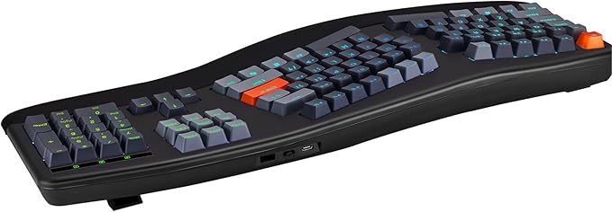 Adesso EasyTouch 1500 Ergonomic Mechanical Keyboard with Cherry Red Switches Wired Wireless Bluetooth RGB Illuminated Multi OS for Mac VIA Programmable with Copilot AI Hotkey