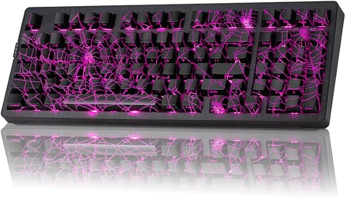 ZORNHER ZH980 Mechanical Keyboard Wireless,95% Creamy Keyboard with Number Pad,Gaming Keyboard with Number Pad,Shine Through Spider Web PC,Creamy Sounding Linear Switches,Full Size