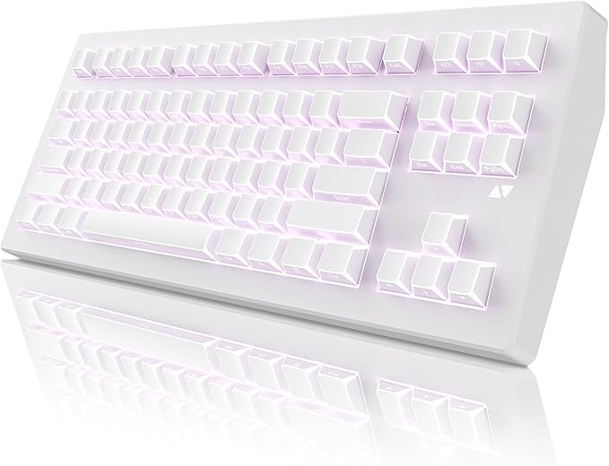 ZORNHER CG870 Wireless Mechanical Keyboard,80% White Gaming Keyboard, Creamy Keyboard,Shine Though Double Shot Keycaps,Creamy Sounding Linear Switches,Hot-Swappable
