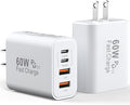 USB C Charger Block, 2Pack 60W 4 Ports Type C Fast Phone Charging Cubes PD USBC Wall Plug+QC 3.0 USB A Charger Head Power Brick Box for iPhone 16/15/14/13/12/11 Pro Max, Samsung Galaxy, Pixel