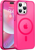 Newfuture Magnetic for iPhone 15 Pro Case [Compatible with Magsafe] [Military Grade Drop Protection] Translucent Matte Anti-Fingerprint Shockproof Phone Case for iPhone 15 Pro 6.1 inch, Hot Pink