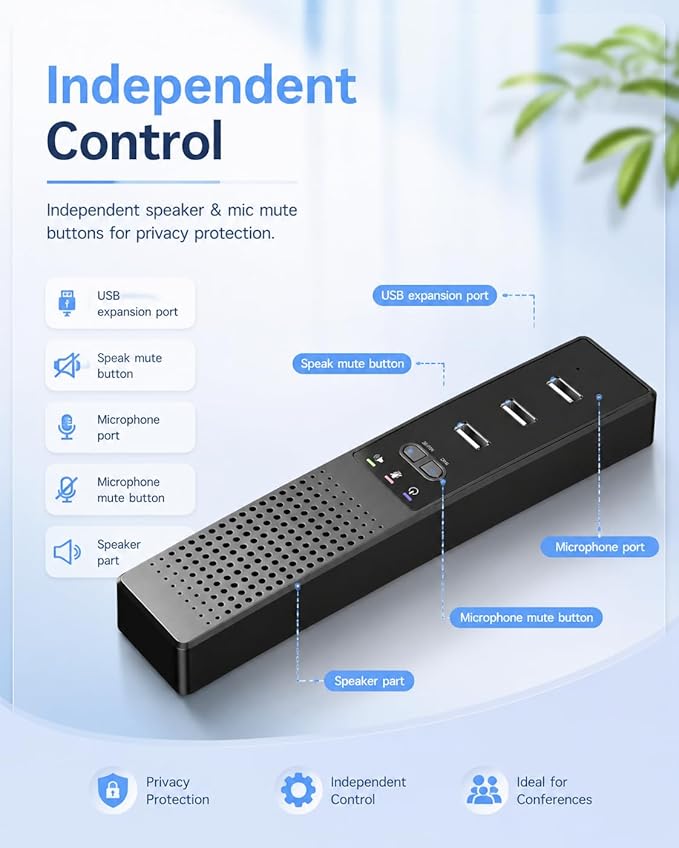 3 in 1 USB Computer Speaker with Microphone, PC Laptop Desktop Conference Speaker with Mic for Smart Home Office and Online Study，360 Degree Enhanced (Classic)