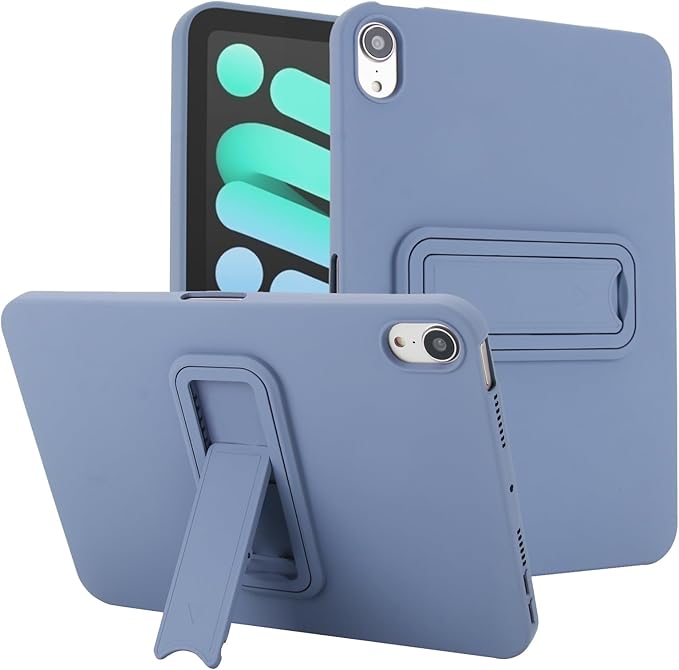 Case for iPad mini 7th & 6th Gen with Kickstand, Soft TPU + Hard PC Ultimate Delicate Touch Feeling Shockproof Protective Back Cover for iPad mini 7th 6th Women Men, Lavendergray