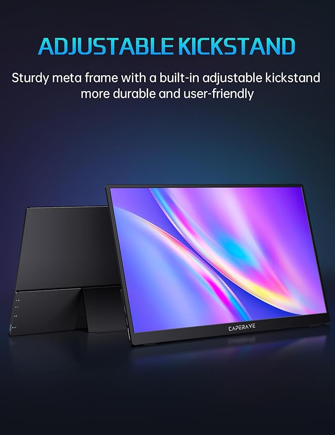 CAPERAVE 17.3" Portable Monitor 4K, 500 Nits 3840 * 2160p 100% Adobe RGB Travel Monitor with Bulit-in Kickstand & Speakers, Portable Computer Monitor, External Monitors for Laptop PC Xbox Switch PS4/5