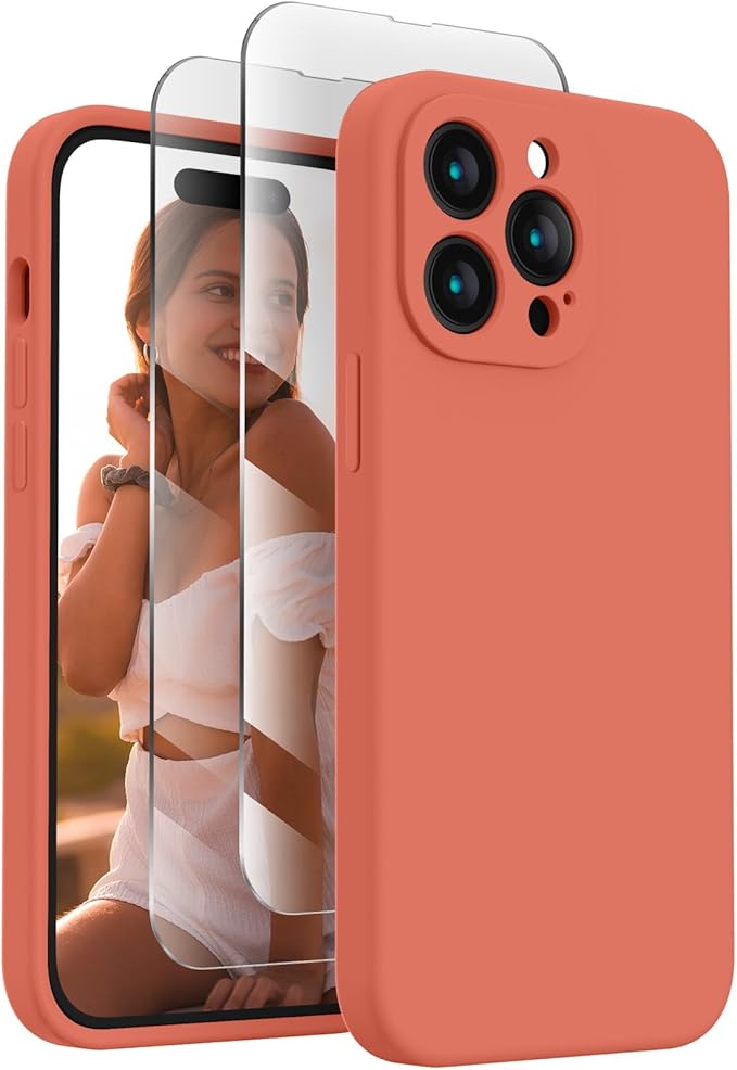 FireNova Designed for iPhone 14 Pro Max Case, Silicone Upgraded [Camera Protection] Case, Soft Anti-Scratch Microfiber Lining Inside, 6.7 inch, Pink Pomelo