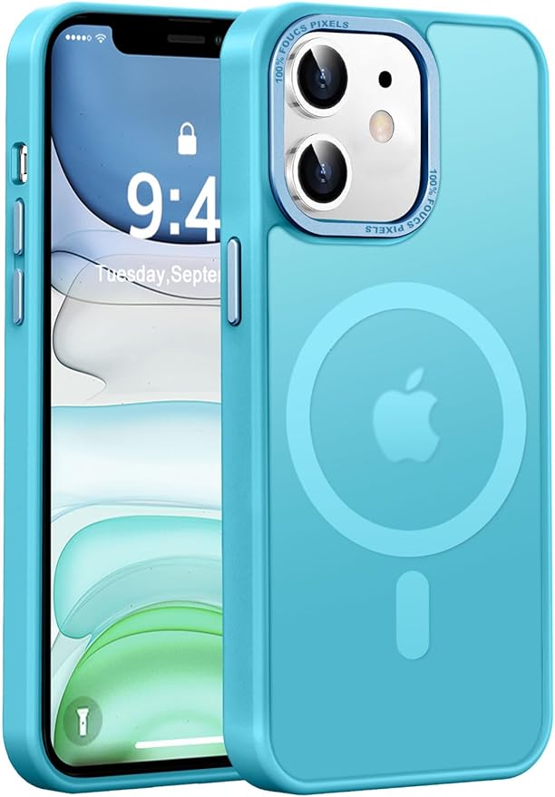 Newfuture Designed for iPhone 11 Case with Strong Magnetic [13 FT Military Drop Protection] [Compatible with Magsafe] Slim Translucent Matte Shockproof with Anti-Fingerprint Phone Case, Lake Blue