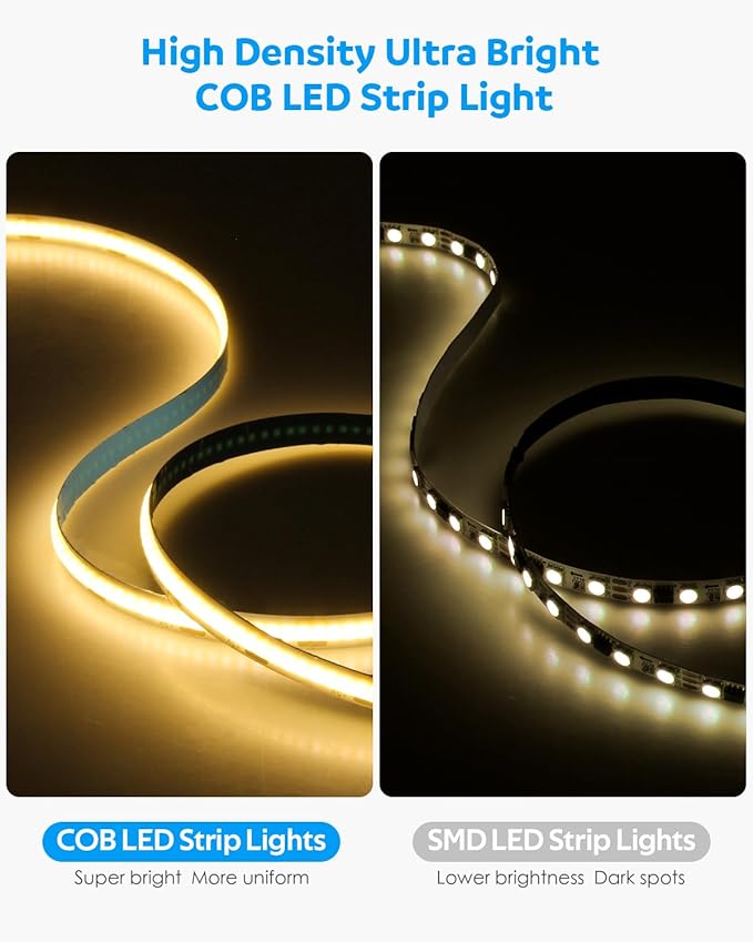 Aclorol COB LED Strip Lights Warm White 3000K 13.12ft/4M 5V Dimmable USB LED TV Backlight with Dimmer Flexible and Cuttable Lights for Kitchen Under Cabinet Cupboard Bedroom Wardrobe 320LEDs/M CRI85+