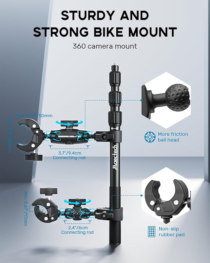 Motorcycle Camera Mount for Insta360 X5/X4/X3 for GoPro Handlebar Mount for DJI Osmo Action Bike Mount for Insta360 X5 Accessories