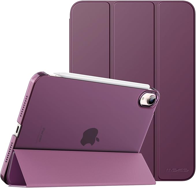MoKo for iPad mini 7 (A17 Pro) Generation Case 2024, iPad mini 6 Case 2021, 8.3-inch Slim Lightweight Protective Hard Back PC Shell Stand Cover Support Touch ID, Auto Wake/Sleep, Dark Purple