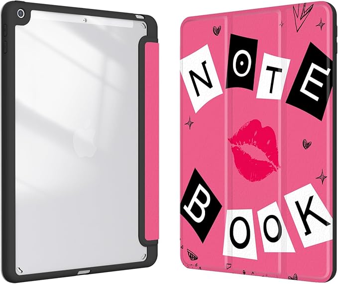 Case for iPad 9th / 8th / 7th Generation (2021/2020/2019) 10.2 inch, Case with Pencil Holder, Stand Clear Back Cover Cute Cool Design for Women Girls, Auto Sleep/Wake, Rose Red Book