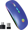 KBCASE Wireless Mouse, LED Wireless Mouse for Laptop, Slim Silent Mouse 2.4G Rechargeable Wireless Computer Mouse for Laptop, MacBook, iPad, Chromebook, with USB & Type-c Receiver