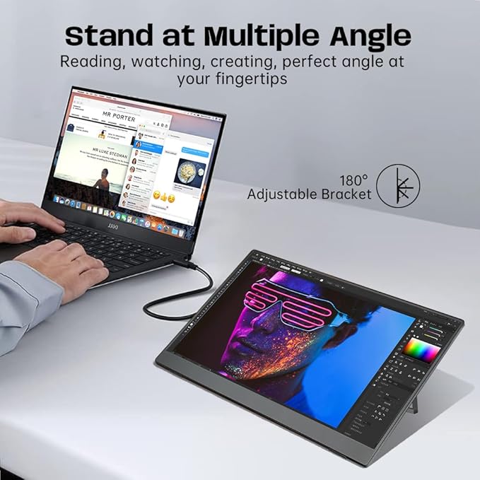 14 inch 4K Ultra-Slim Portable Monitor 3840x2160 UHD Wide Screen USB-C HDMI VESA HDR IPS External Display Plug&Play for Laptop PC Phone (14inch 4K No Touch)