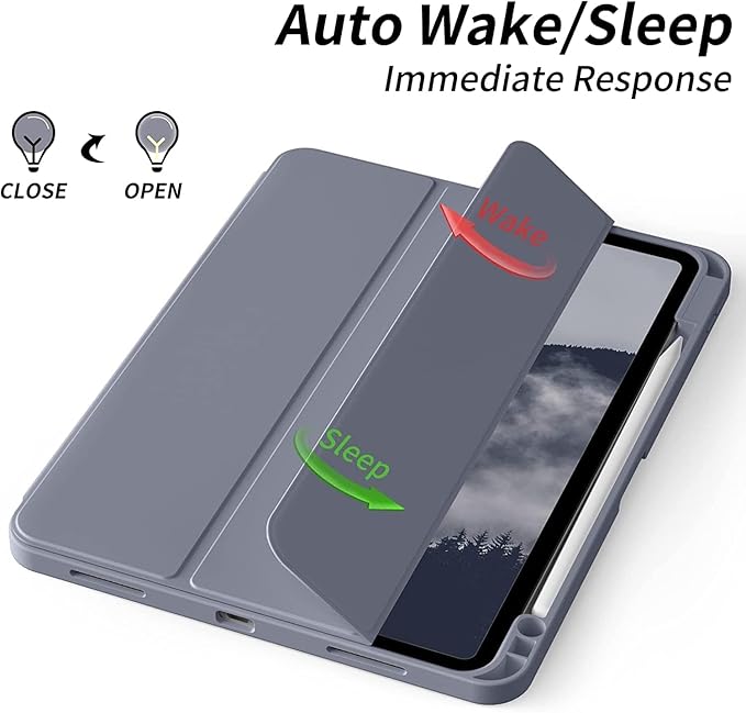 Case for iPad Pro 12.9-inch 2022/2021(6th/5th Gen),iPad Air 13 Inch(M4/M3/M2,2026/2025/2024) with Pencil Holder,2nd Gen Pencil Charging,Auto Sleep/Wake,Flexible TPU Protective Cover (Purple)