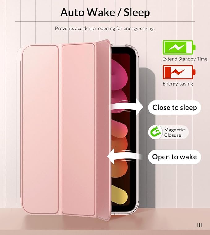 MoKo Case Fit New iPad mini 7 (A17 Pro) 2024, iPad mini 6th Generation Case 2021 (8.3-inch), iPad mini 6 Case, Soft TPU Translucent Frosted Back Cover Case for iPad mini 7th, Rose Gold