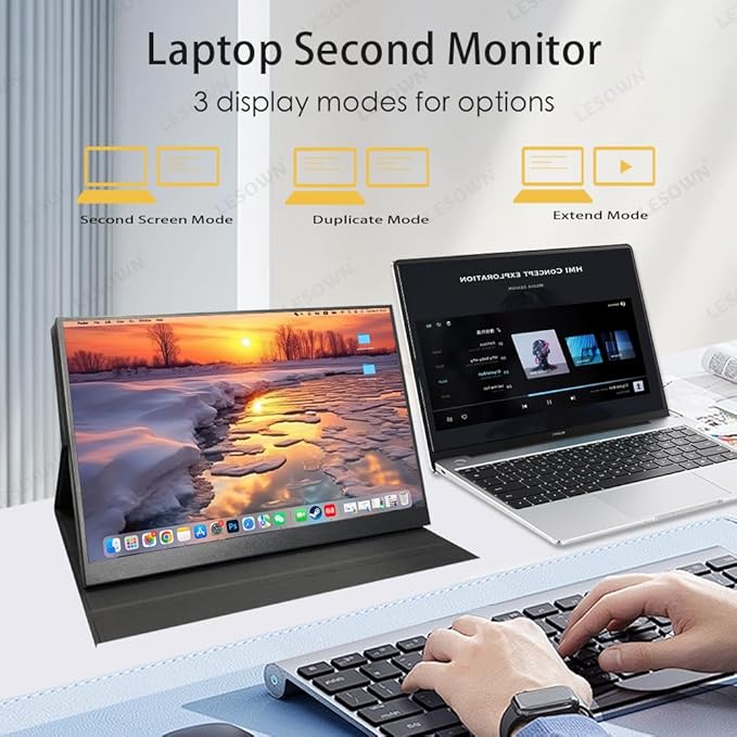 4K Portable Monitor 13.3 inch IPS 3840x2160 USB Type C Built-in Speakers HDMI Wide Screen Small Travel Display for PC Laptop Computer