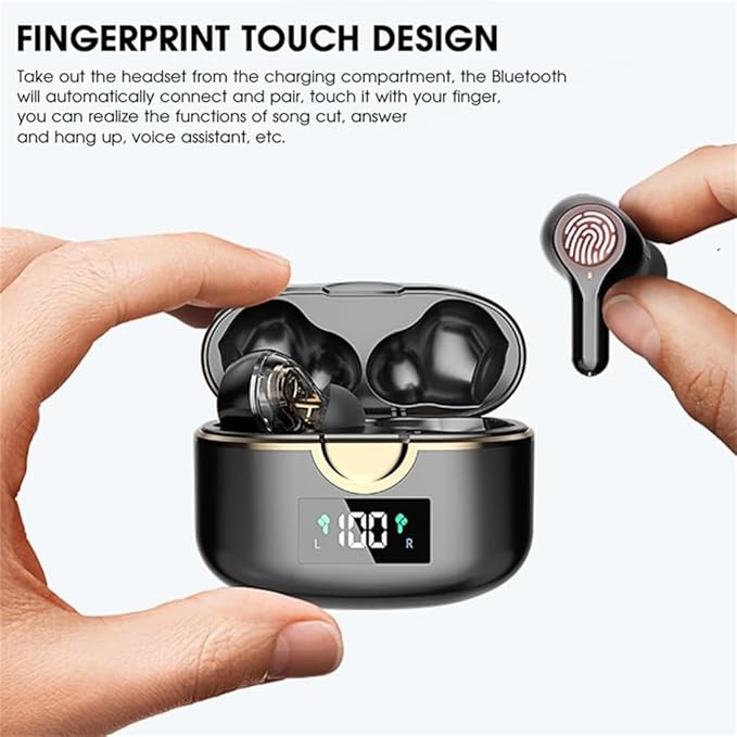 TWS True Wireless Earbuds, ANC Active Noise Cancelling Touch Control Bluetooth 5.0 Headphones with Mic, IPX5 Waterproof Deep Bass Stereo Headset in Ear for Android iOS,Black