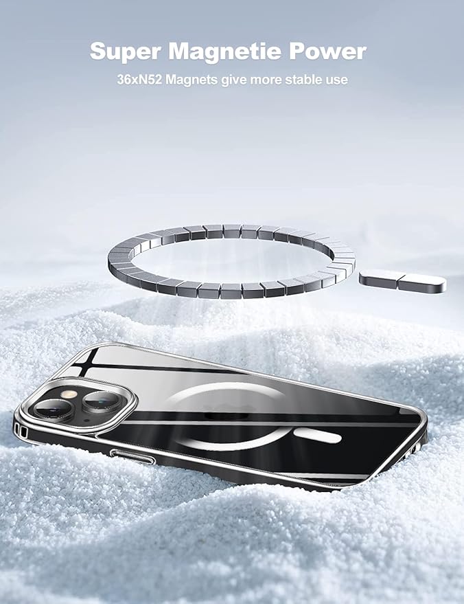 Tigowos Compatible with iPhone 15 Plus&iPhone 14 Plus Phone Case [Fits MagSafe][10FT Drop Resistant] Crystal Clear Shockproof Slim Fit for iPhone 15 Plus&iPhone 14 Plus Case，Clear