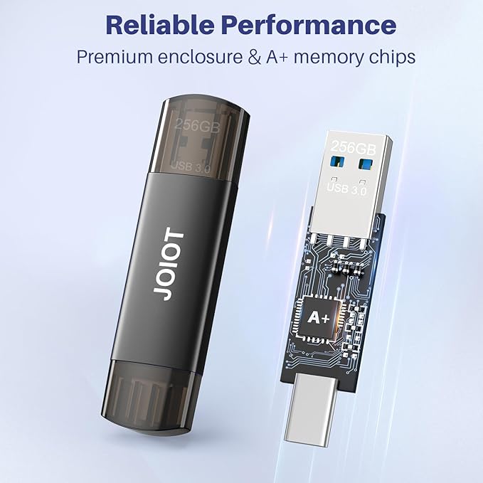 JOIOT 128GB USB C Flash Drive Dual USB 3.0 Flash Drive Type C + USB A Portable Type-C Flash Drive 2-in-1 USB-C Thumb Drive for Smartphone Tablet Computer Mac iPhone 15 Black