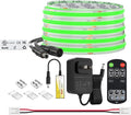 BTF-LIGHTING COB LED Strip Light 12V 16.4FT UL Listed, Green Color Dimmable High Density Flexible Tape Light with RF Remote & ETL Power Adapter, Ultra Bright for Bedroom Kitchen Home Indoor Lighting