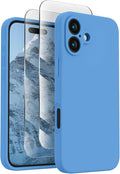FireNova Designed for iPhone 16 Case, Silicone Upgraded [Camera Protection] Phone Case, Soft Anti-Scratch Microfiber Lining Inside, 6.1 inch, Blue