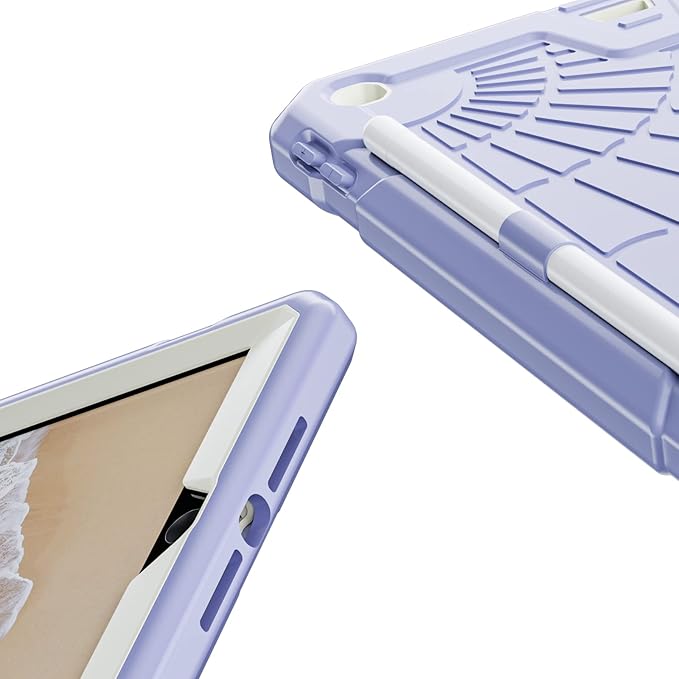 SIBEITU iPad 6th Generation Cases for Kids | iPad 5th Generation Case 9.7 inch w/Pencil Holder iPad 9.7 Case w/Stand for Boys Girls | Heavy Duty Rugged iPad Case for 6th/5th 2018/2017 Purple