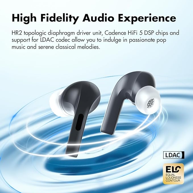 ROSESELSA EARFREE-i5 TWS Earbuds Hybrid Active Noise Cancellation Headphones LDAC HiFi Sound Wireless Earphones 48dB ANC IPX5 Bluetooth 5.3 Game Mode 54ms (Champagne)