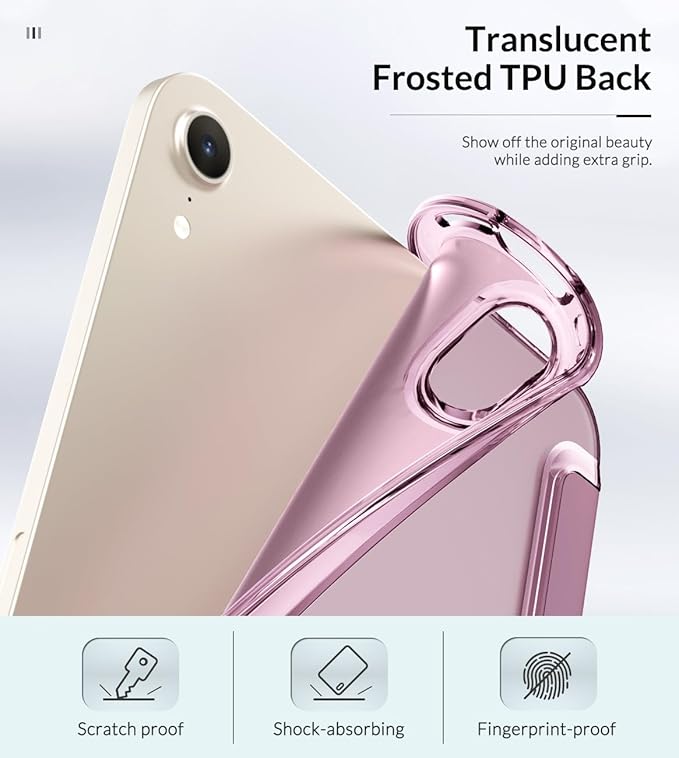MoKo Case Fit New iPad mini 7 (A17 Pro) 2024, iPad mini 6th Generation Case 2021 (8.3-inch), iPad mini 6 Case, Soft TPU Translucent Frosted Back Cover Case for iPad mini 7th, Smokey Purple
