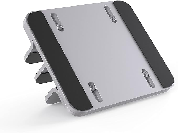 JOKItech Double Aluminum Laptop Vertical Stand Organizer, Sturdy Notebook Computer Holder Stand Compatible with New Liquid Retina XDR Apple MacBook Air/Pro/Neo, Mac mini, Apple TV & iPad Pro - Silver