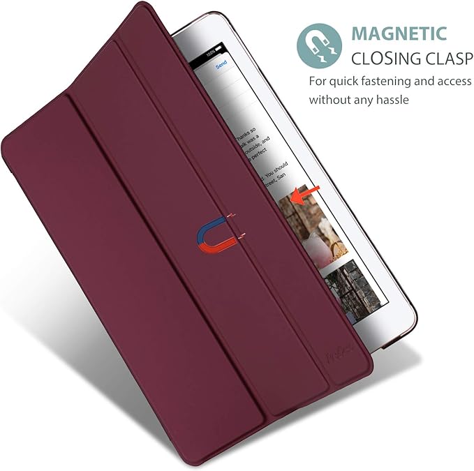 ProCase Smart Case for iPad Pro 9.7 Inch 2016, Ultra Slim Lightweight Stand Smart Case Shell with Translucent Frosted Back Cover for iPad Pro 9.7 Inch (A1673 A1674 A1675) -Wine