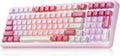 Aula F99 Mechanical Keyboard Pink, Wireless Gaming Keyboards Hot Swappable Custom Creamy Computer Keyboard, Full Size, Tri-Mode BT5.0/2.4GHz/USB-C,RGB Backlit,Gasket Structure,Strawberry Mint Switch