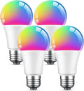 Beantech Smart Bulb, WiFi LED Light Bulbs, Dimmable Light Bulb 2700K-6500K, Smart Bulbs Compatible with Alexa & Google Assistant, A19 Alexa, RGB Tunable White Bulb, 4 Pack, Multicolor (NWB5-4)