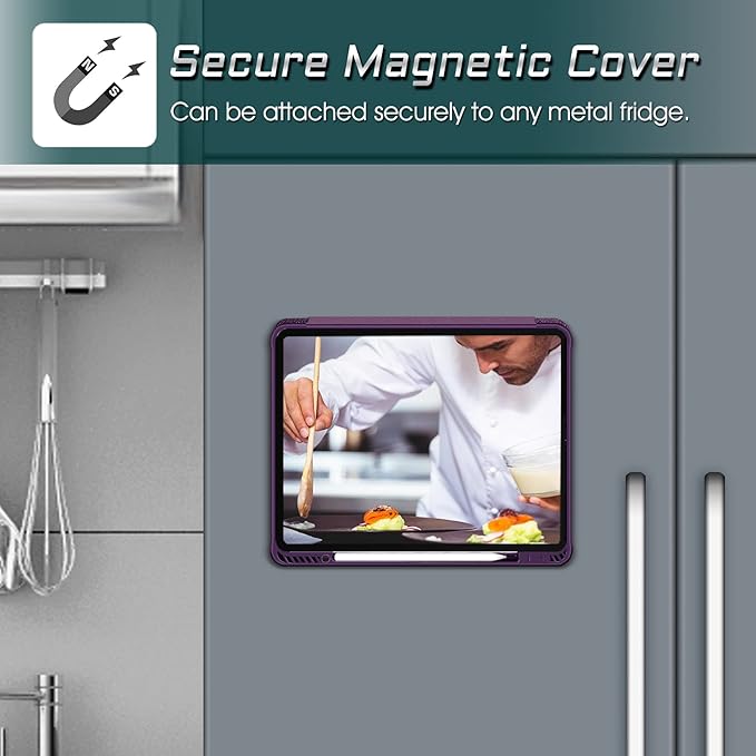 CaseBot Magnetic Case for iPad Pro 12.9-inch 6th Generation 2022, Multiple Angle Shockproof Rugged Stand Case, Soft TPU Back Cover w/Pencil Holder, Also Fit iPad Pro 12.9" 5th/4th/3rd Gen, Purple
