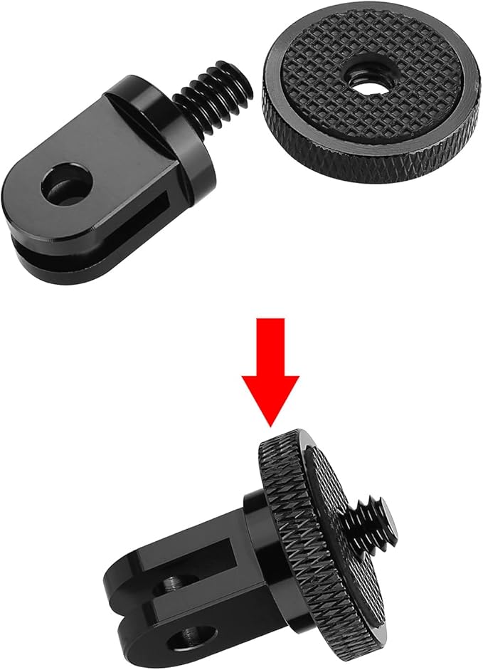6 Pack Aluminum 1/4"-20 Camera Tripod Adapter, Compatible with GoPro and Insta360 Action Cameras, 1/4" Mount Adapter for Standard 1/4 Accessories