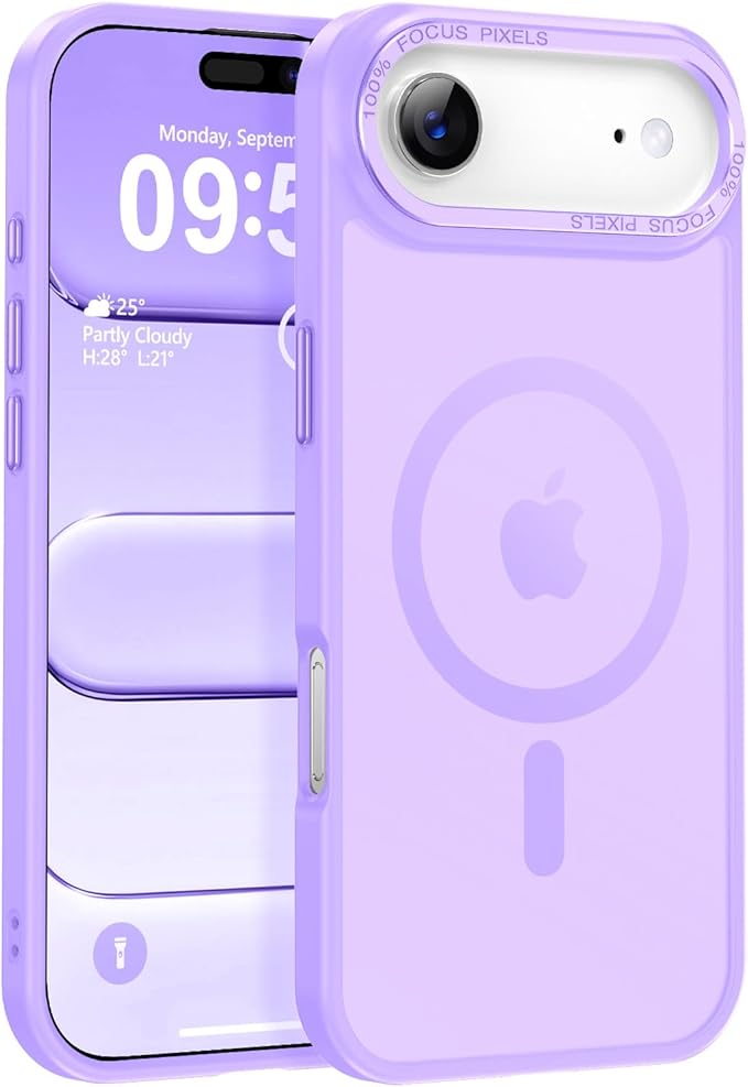 Newfuture Magnetic for iPhone Air Case [Compatible with Magsafe] [Military Grade Drop Protection] Translucent Matte Anti-Scratch Shockproof Protective Phone Cover 6.5 Inch, Lilac Purple