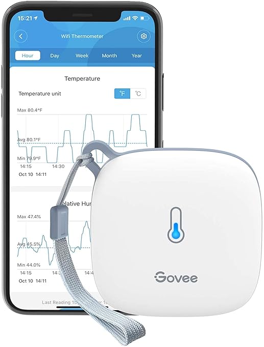 Govee Smart Thermometer Hygrometer, WiFi Humidity Temperature Sensor with App Notification Alert, 2 Years Free Data Storage Export, Wireless Remote Monitor for Room Greenhouse Incubator Wine Cellar