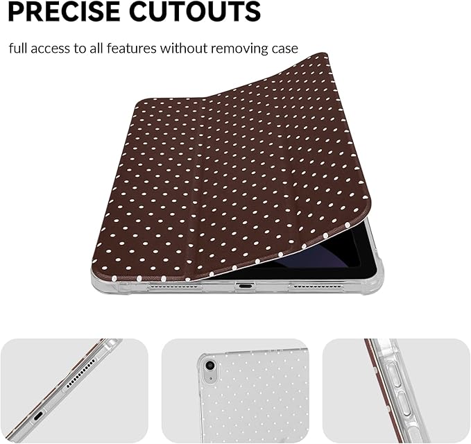 Lovmooful Compatible for iPad 11th 11-Inch A16 (2025),iPad 10 (10.9-Inch,2022 Model,10th Generation) Case with Pencil Holder Cute Polka Dot Aesthetic Design Soft TPU Trifold Stand Protective-Brown