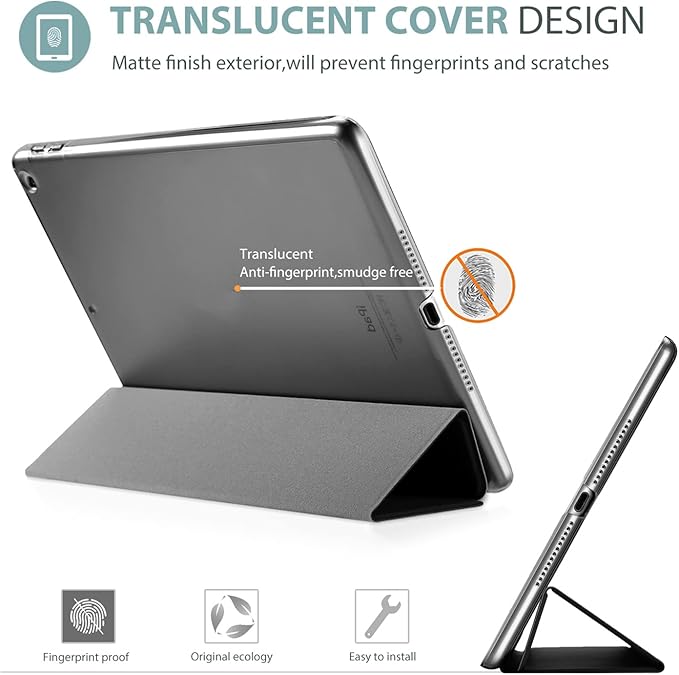 ProCase Smart Case for iPad 9.7 Inch iPad 6th/5th Generation 2018 2017(Model: A1893 A1954 A1822 A1823), Ultra Slim Lightweight Stand Cover with Translucent Frosted Back -Black