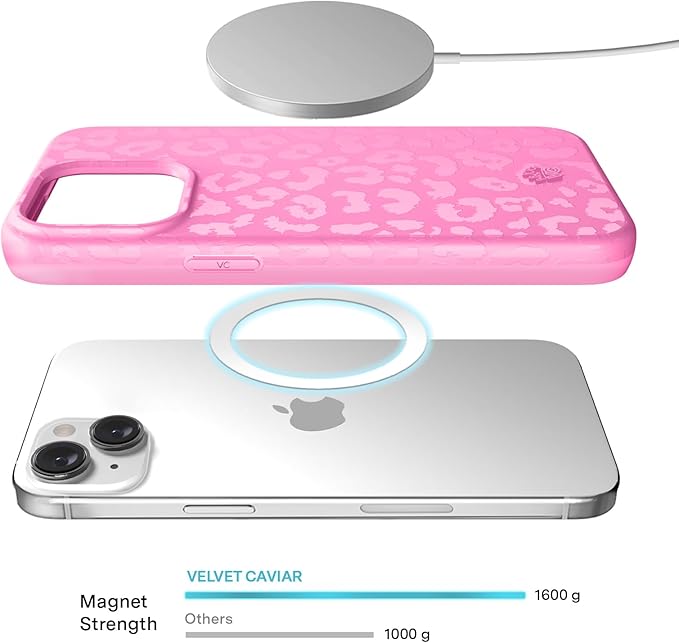VELVET CAVIAR Case for iPhone 15 | Compatible with MagSafe | 10ft Drop Tested | Protective Designer Cases | Hot Pink Leopard