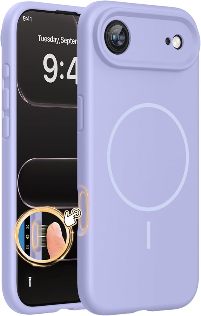 Miracase Magnetic for iPhone Air Case, Compatible with MagSafe, Integrated Silicone Camera Control Cover, 3.0mm Thicken Shockproof Drop Protection Phone Case for 17 Air,Light Purple