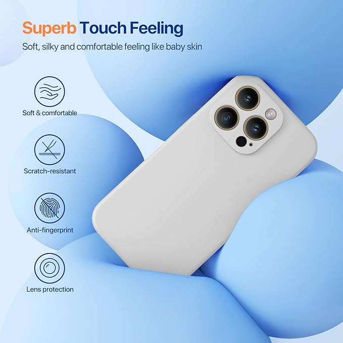 Miracase Designed for iPhone 14 Pro Case with Screen Protector, [Upgraded Camera Protection], Shockproof Liquid Silicone Rubber Phone Case Cover for 14 Pro 6.1 inch, Moonlight White