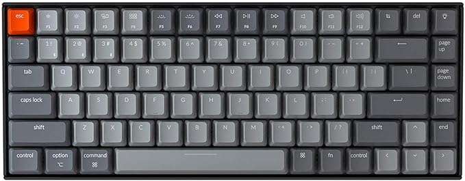 Keychron K2 75% Layout Bluetooth Mechanical Keyboard Super Red Switch/White LED Backlit/Anti Ghosting/N-Key Rollover/84 Key USB C Wired Computer Keyboard for Mac Windows-Version 2