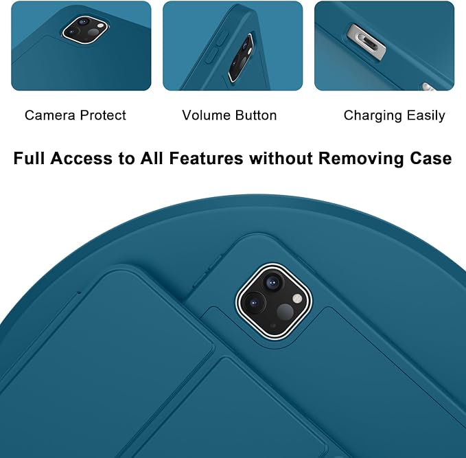 ZryXal iPad Pro 11 Inch Case (M5) 2025/ (M4) 2024 (Model: A2836/A2837/A3006), Trifold Stand Smart Cover with Pencil Holder and Soft TPU Back, Auto Wake/Sleep (Teal)
