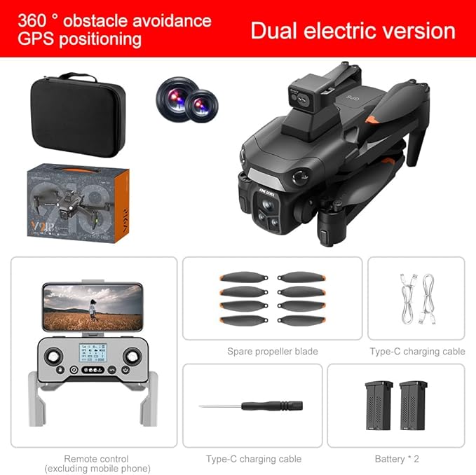 GPS Drone with 4K HD Camera for Adults, RC Drones with 360° Obstacle Avoidance, Headless Mode, Auto Return, Circle Fly and Follow Me, Lightweight Foldable Under 250g Drones V918 Mini RC Quadcopter for Beginners Cool Birthday Gifts