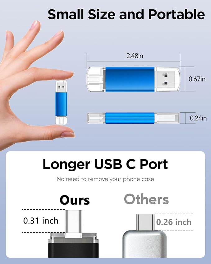 AreTop 4GB USB C Thumb Drive USB 2.0 Dual Flash Drive 4GB USB Drive 2-in-1 Portable Type-C Memory Stick for Android Smartphone, Computers, MacBook, Tablets, PC, 5 Pack