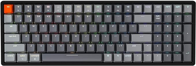 Keychron K4 Bluetooth Wireless Mechanical Keyboard RGB LED Backlit, Hot-swappable Compact 100 Keys USB Wired Computer Gaming Keyboard Aluminum Frame for Mac Windows, Gateron Red Switch