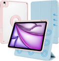 Case for iPad Air 11" M4/M3/M2 2026/2025/2024, iPad Air 10.9" 5th/4th 2022/2020, iPad Pro 11" 4th/3rd/2nd 2022/2021/2020 with Pencil Holder, Vertical Stand, Detachable Magnetic, Ice Blue+Pink