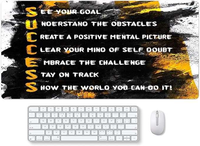Success Motivational Desk Mat, Big Desk Pad, XXL Extended Gaming Mouse Pad, Large Mouse Pad for Desk Rubber Base Mousepad with Stitched Edges Keyboard Mouse Mat for Work Game Office Home